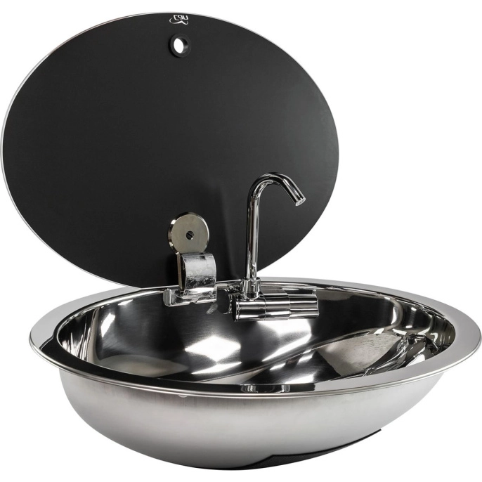 Мойка овальная с краном стекл крышка CAN (LR1450)